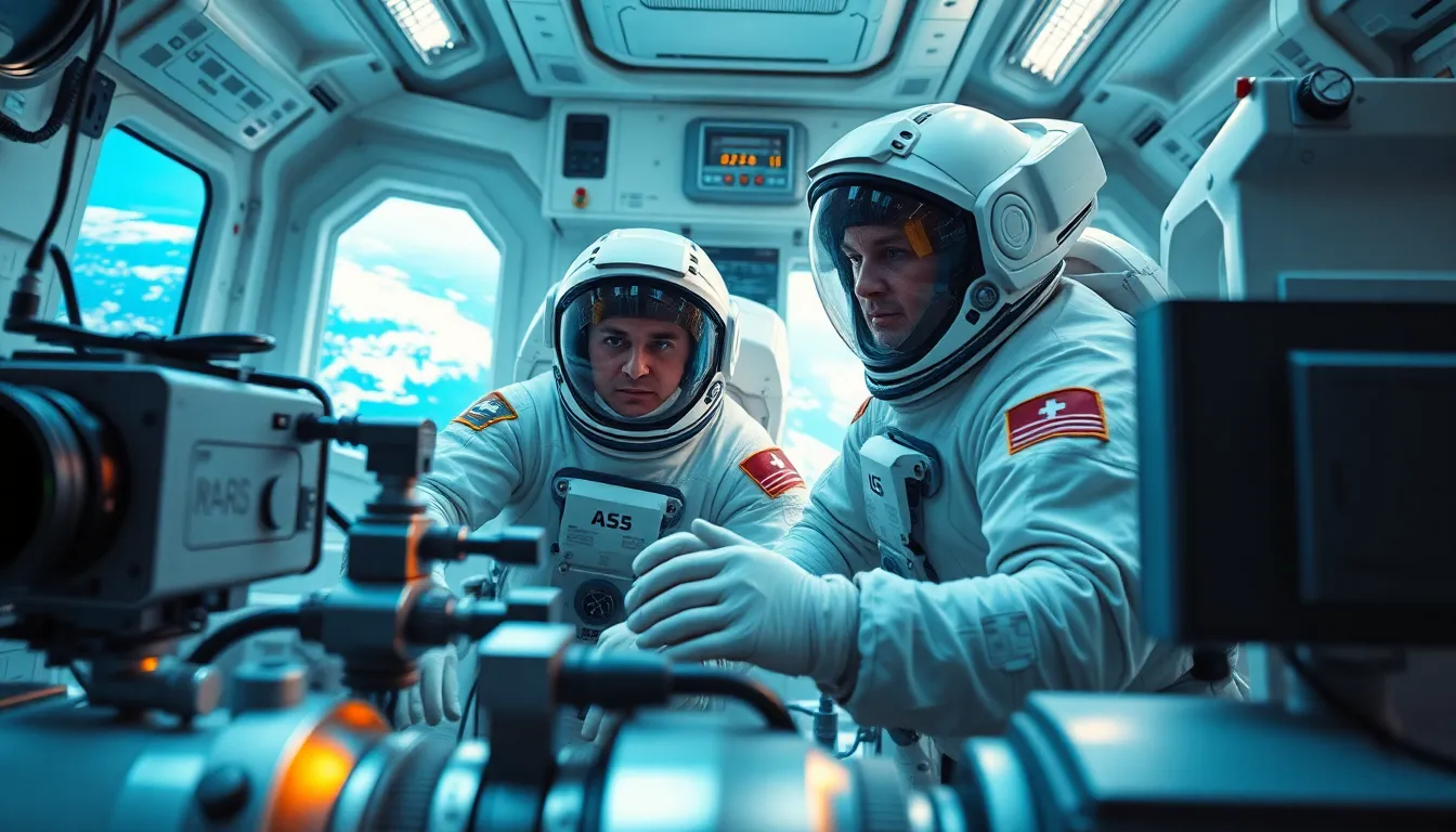 Astronauts Working on the ISS