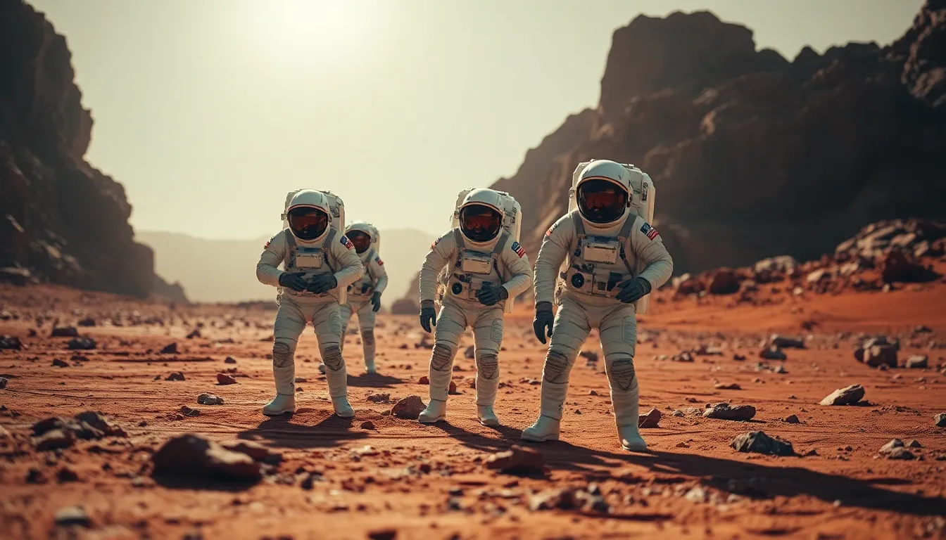 Astronauts Conducting Experiments on Mars