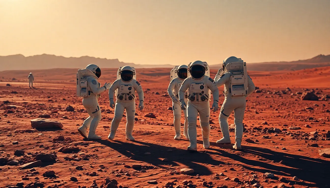 Astronauts Exploring Mars Surface
