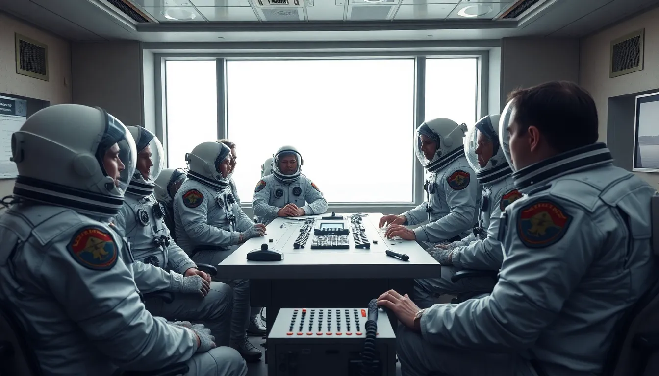 Astronauts in Mission Briefing