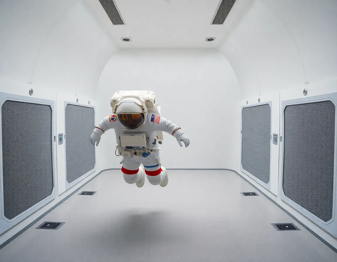 Astronaut Training in Zero-Gravity Simulation Chamber