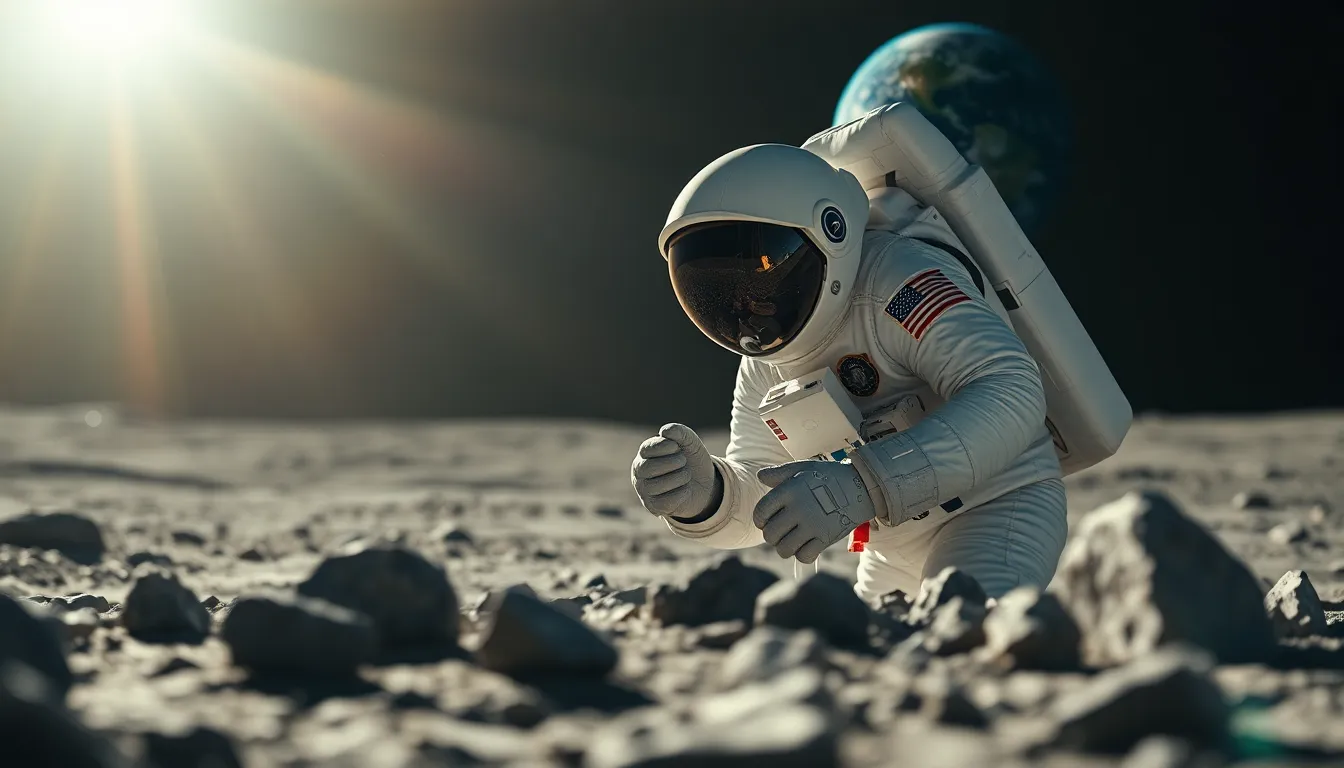 Astronaut Collecting Lunar Samples