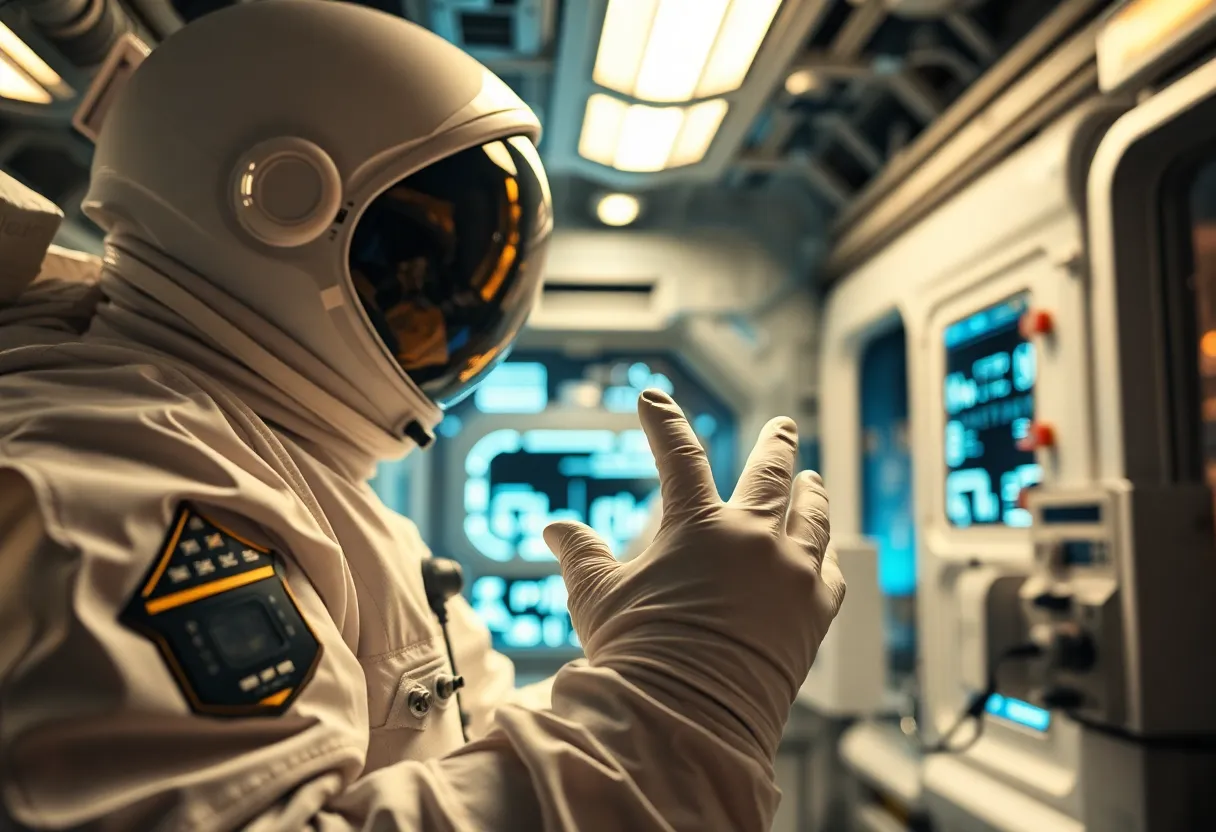 Astronaut Conducting Experiments in Space Station