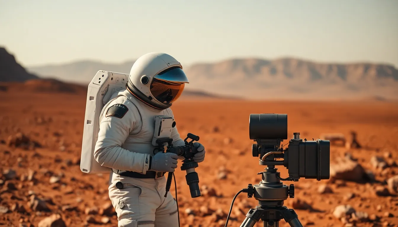 Astronaut Conducting Experiments on Mars