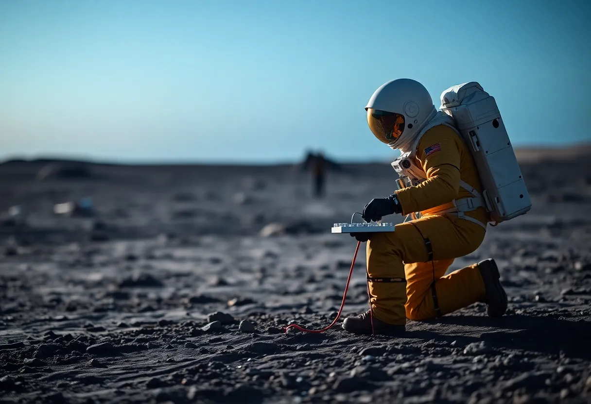Astronaut Working on the Moon