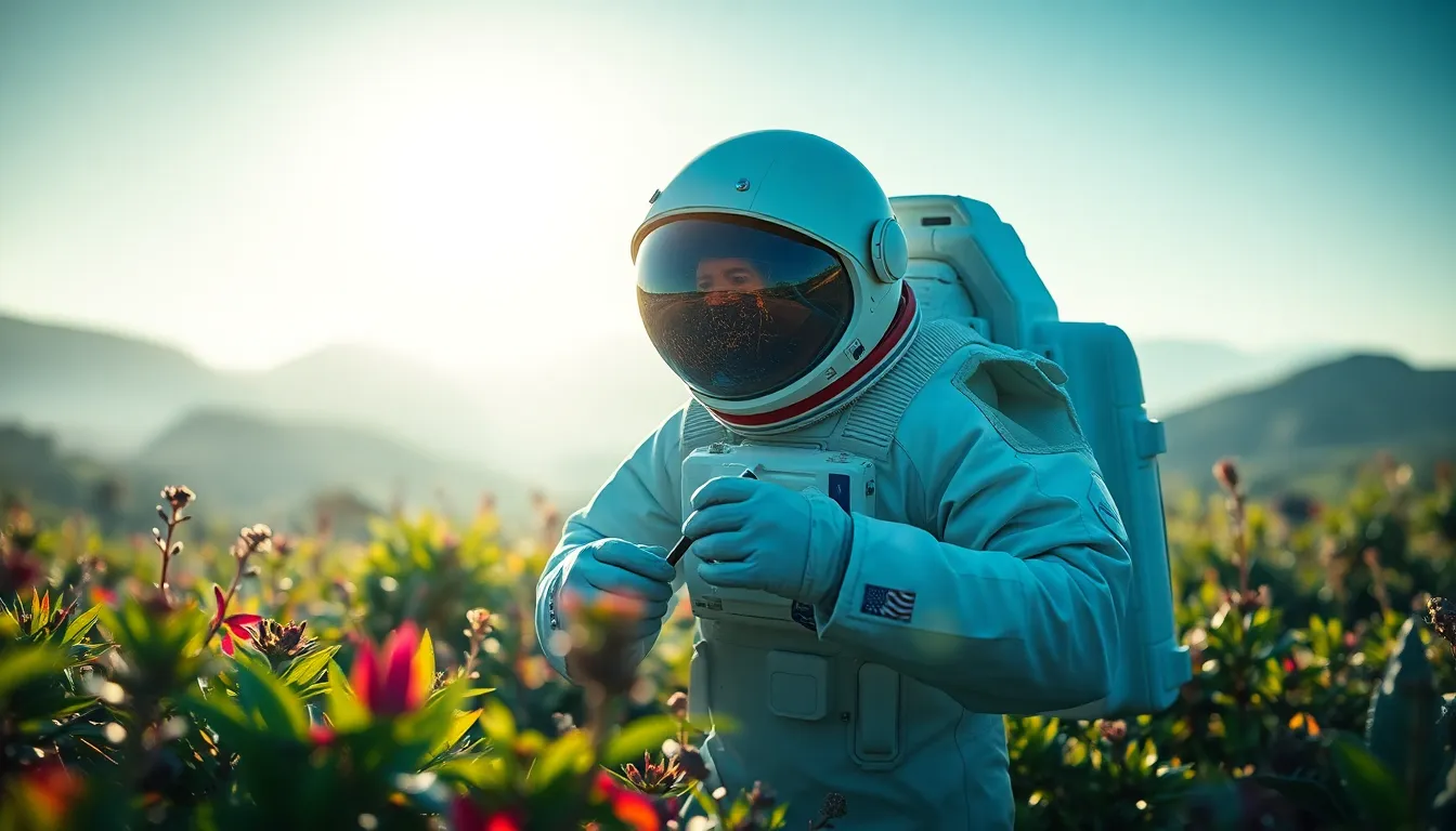 Astronaut Researching on Alien Planet