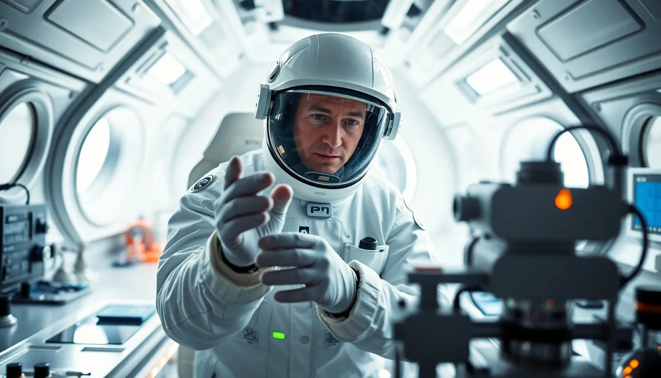 Astronaut in Futuristic Laboratory