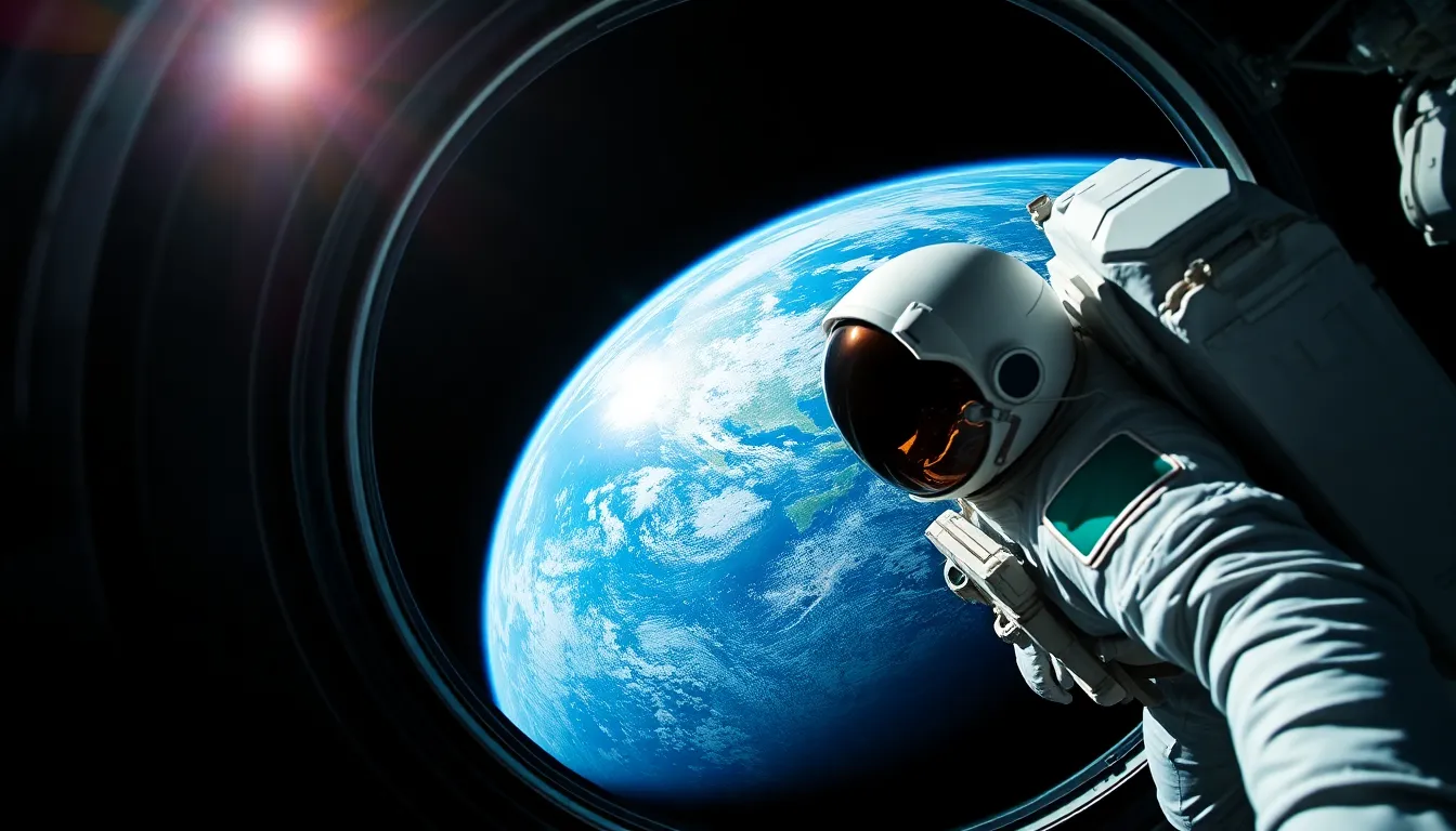 Astronaut Spacewalk with Earth Background