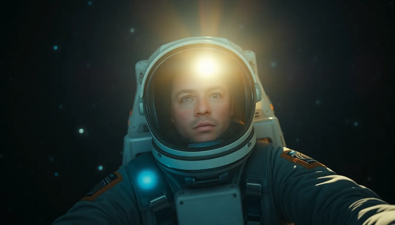 Astronaut Floating in Space with Distant Stars