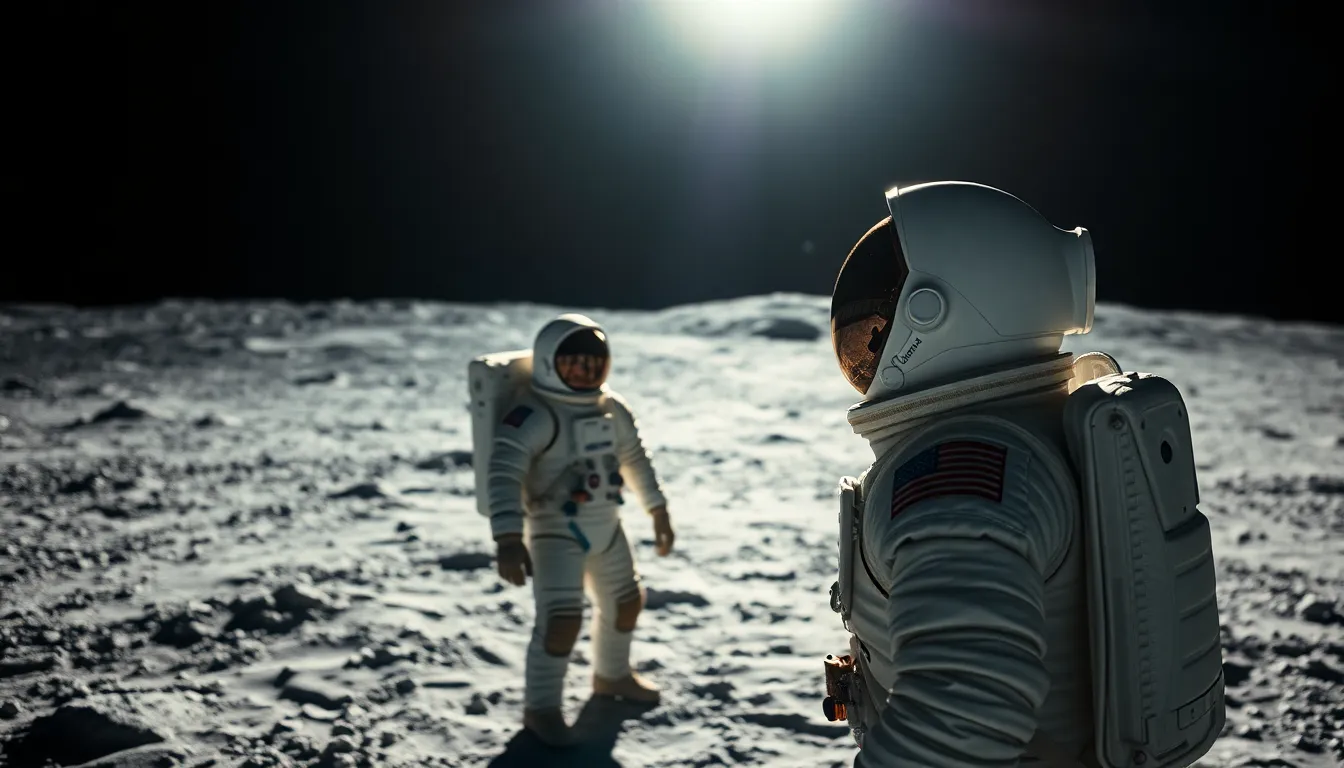 Astronaut Gazing at Earth from Moon