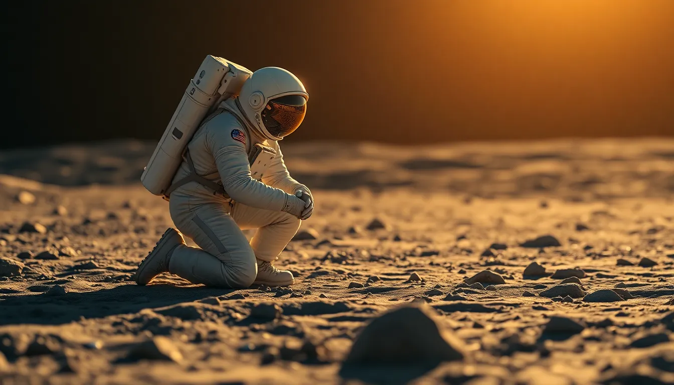 Astronaut Collecting Lunar Samples