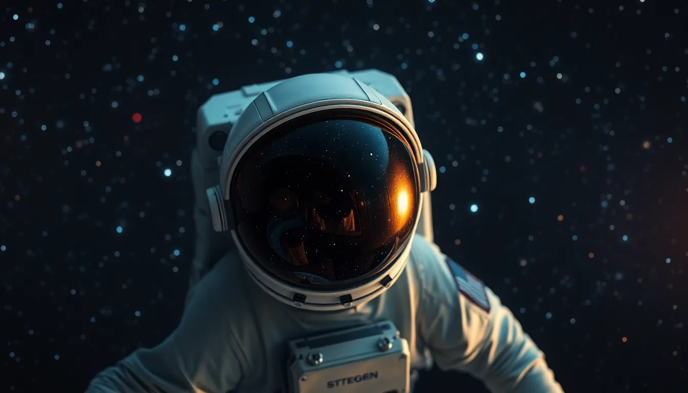 Astronaut Floating in Infinite Space