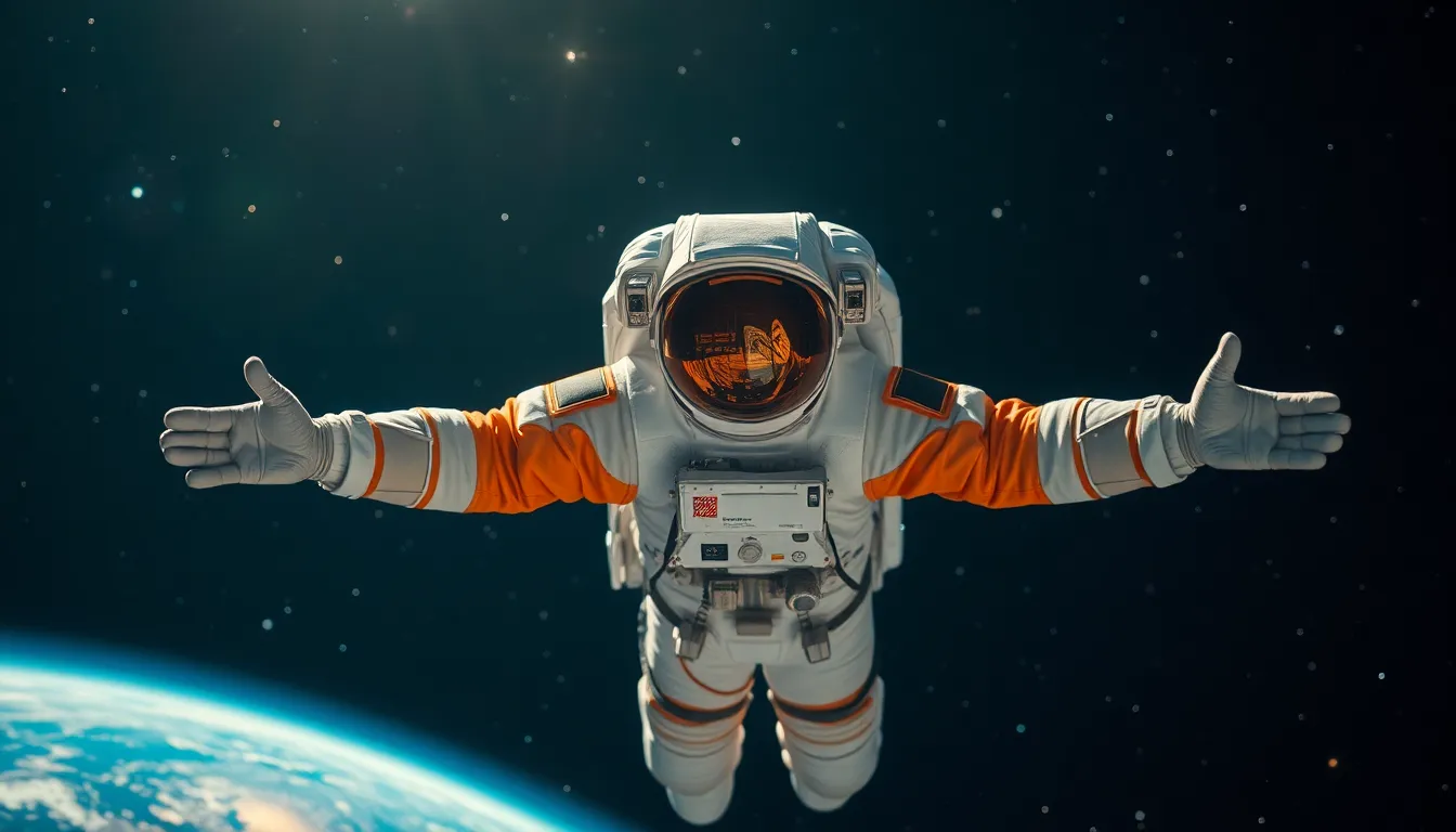 Astronaut Floating in Space with Earth Background