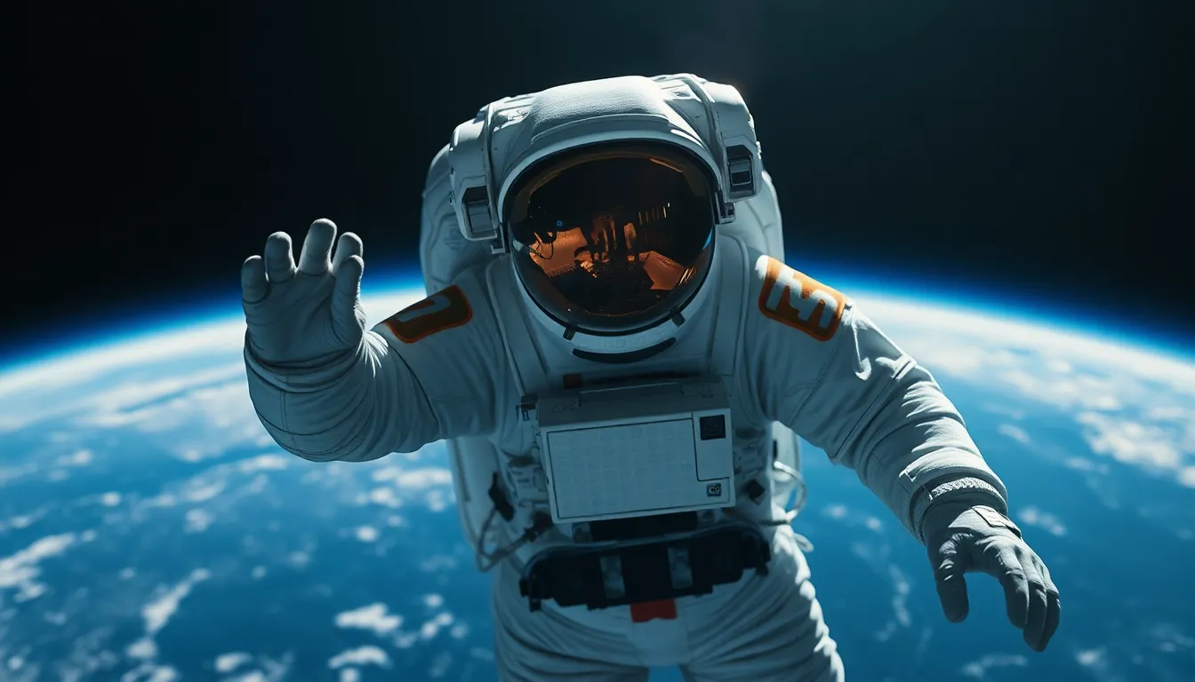 Astronaut Floating in Deep Space