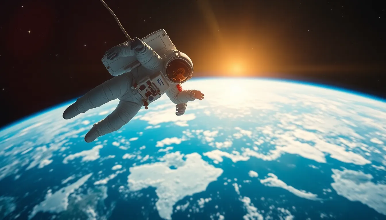 Astronaut in Space with Earth Background