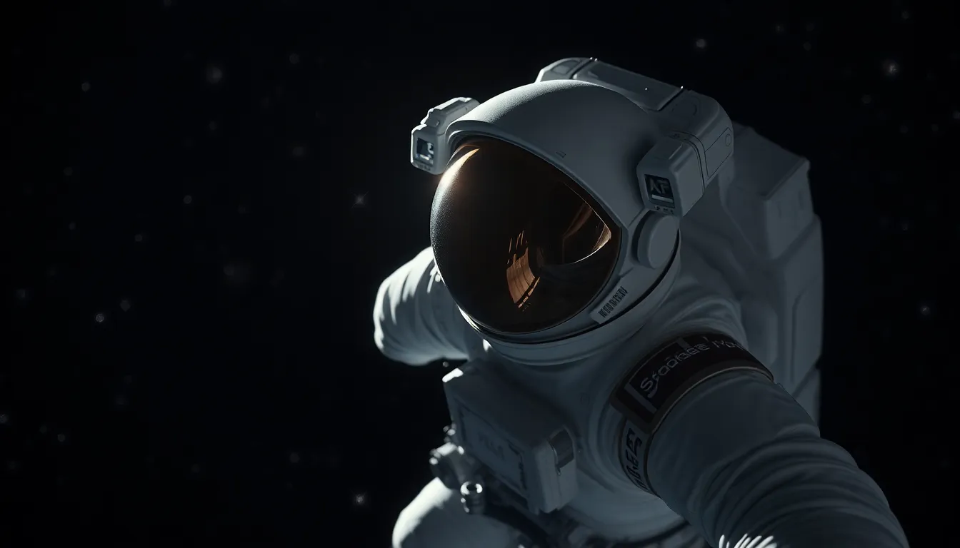 Astronaut Floating in Space with Starry Background