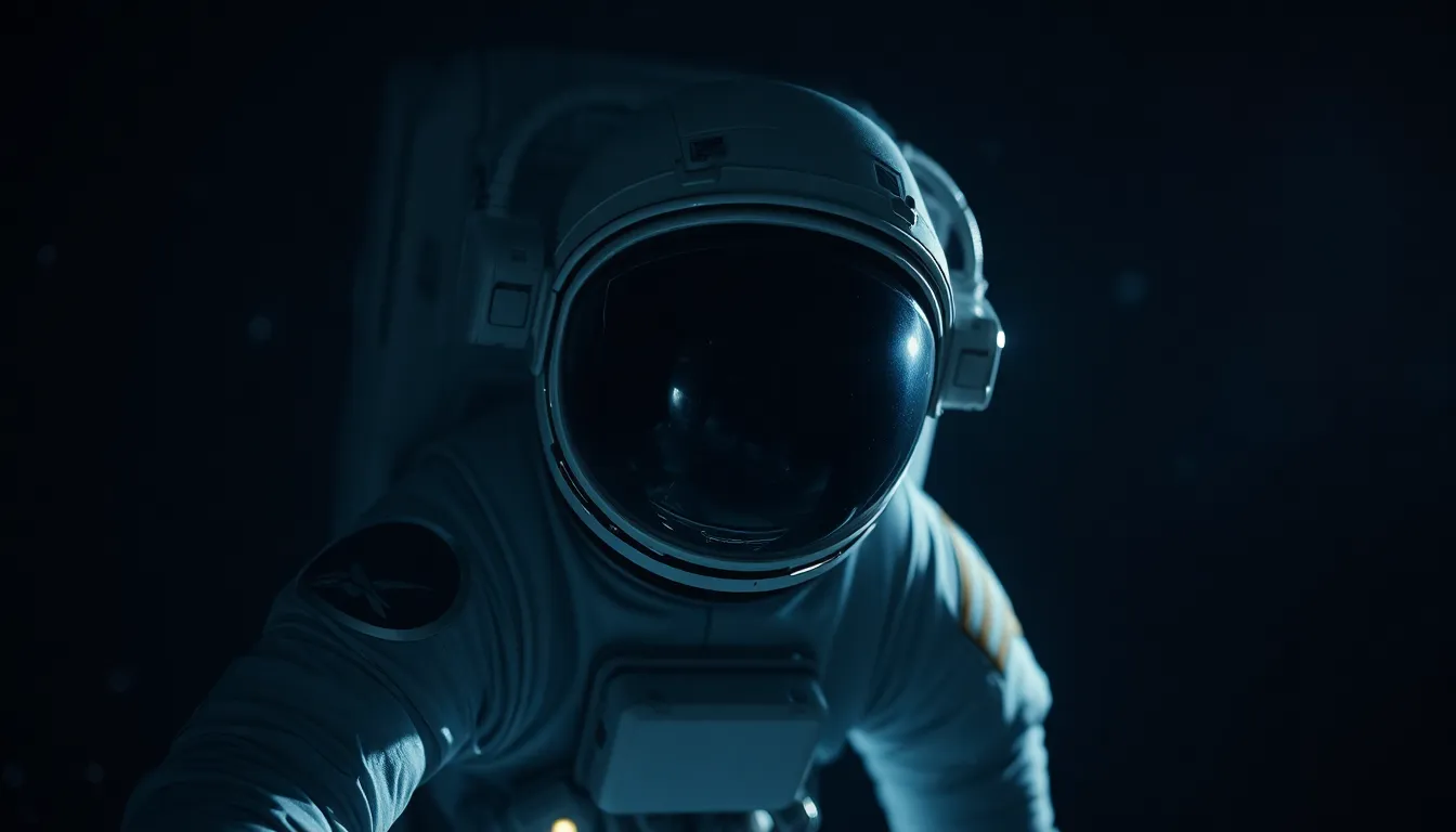 Astronaut Floating in Space In the tranquil depths of space, an astronaut floats, surrounded by a mesmerizing field of stars. The intricate details of their suit and visor reflect the surrounding cosmos, highlighting the awe-inspiring beauty of the universe. The deep blacks of space are punctuated by twinkling stars, creating a stark contrast that enhances the astronaut's solitude. This compelling image captures the essence of exploration and the intimate connection between humanity and the cosmos.