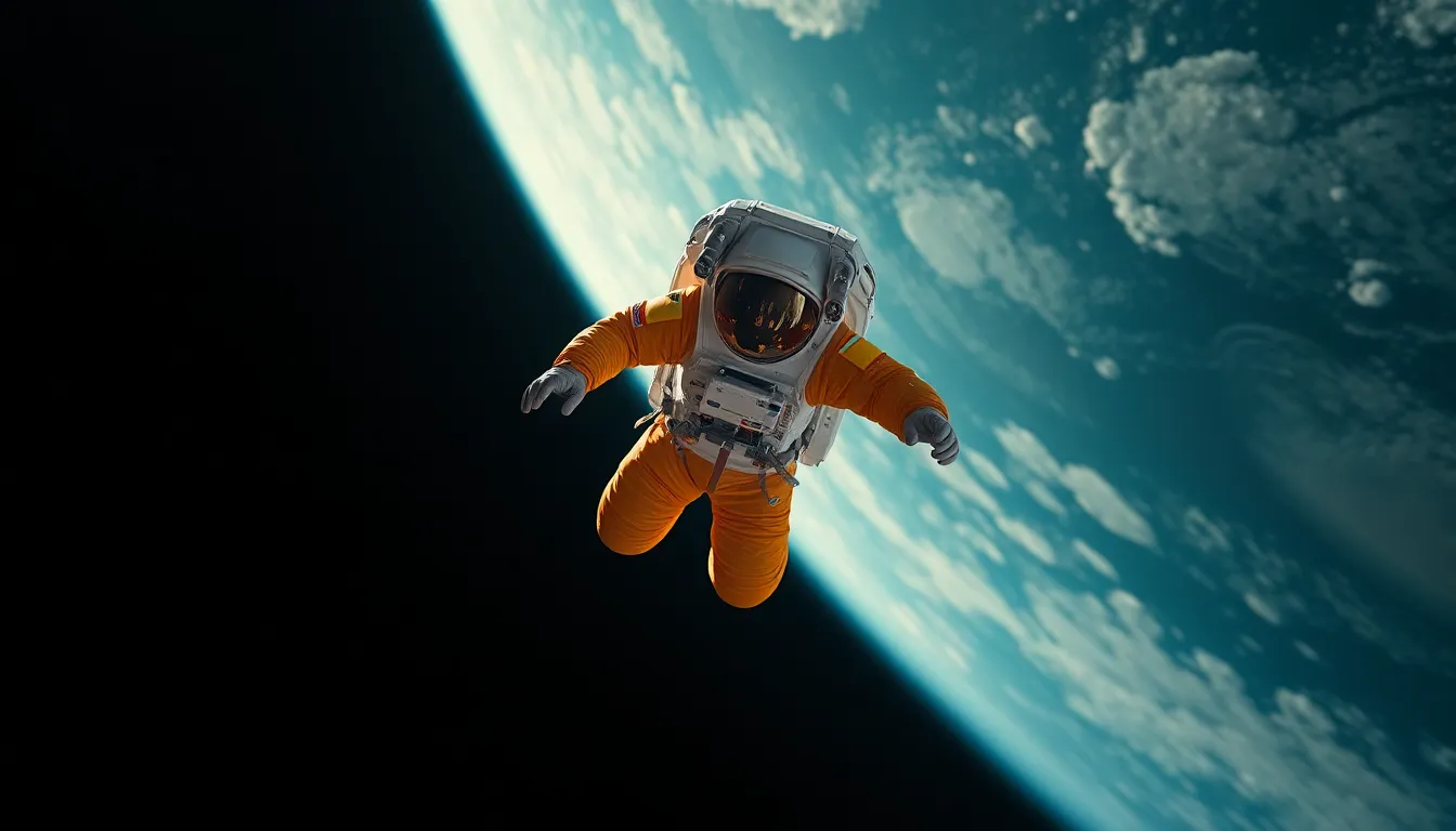 Astronaut Floating in Space with Earth Background