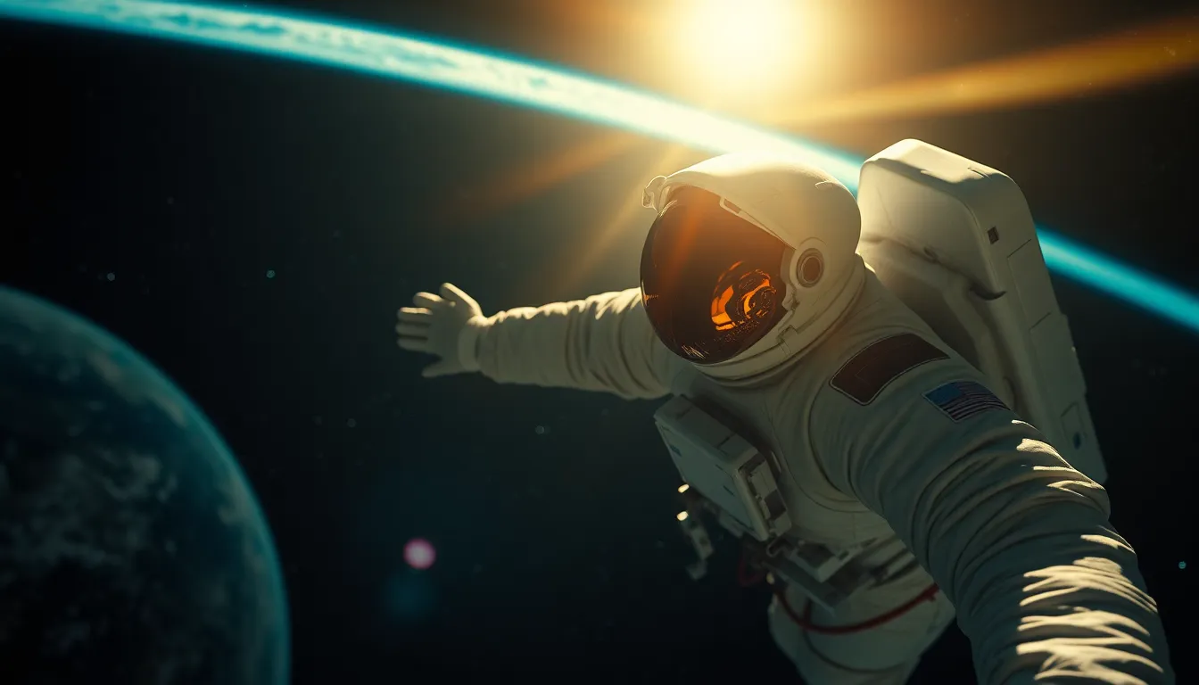 Astronaut in Space with Earth Background