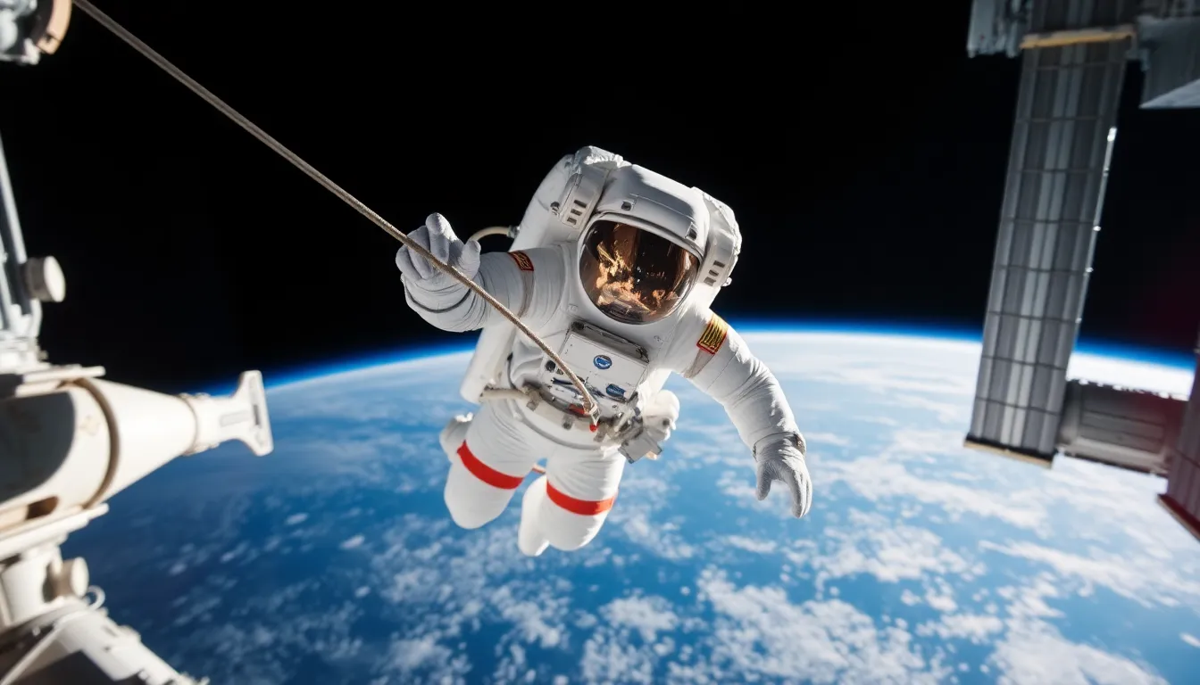 Astronaut in Space During Spacewalk
