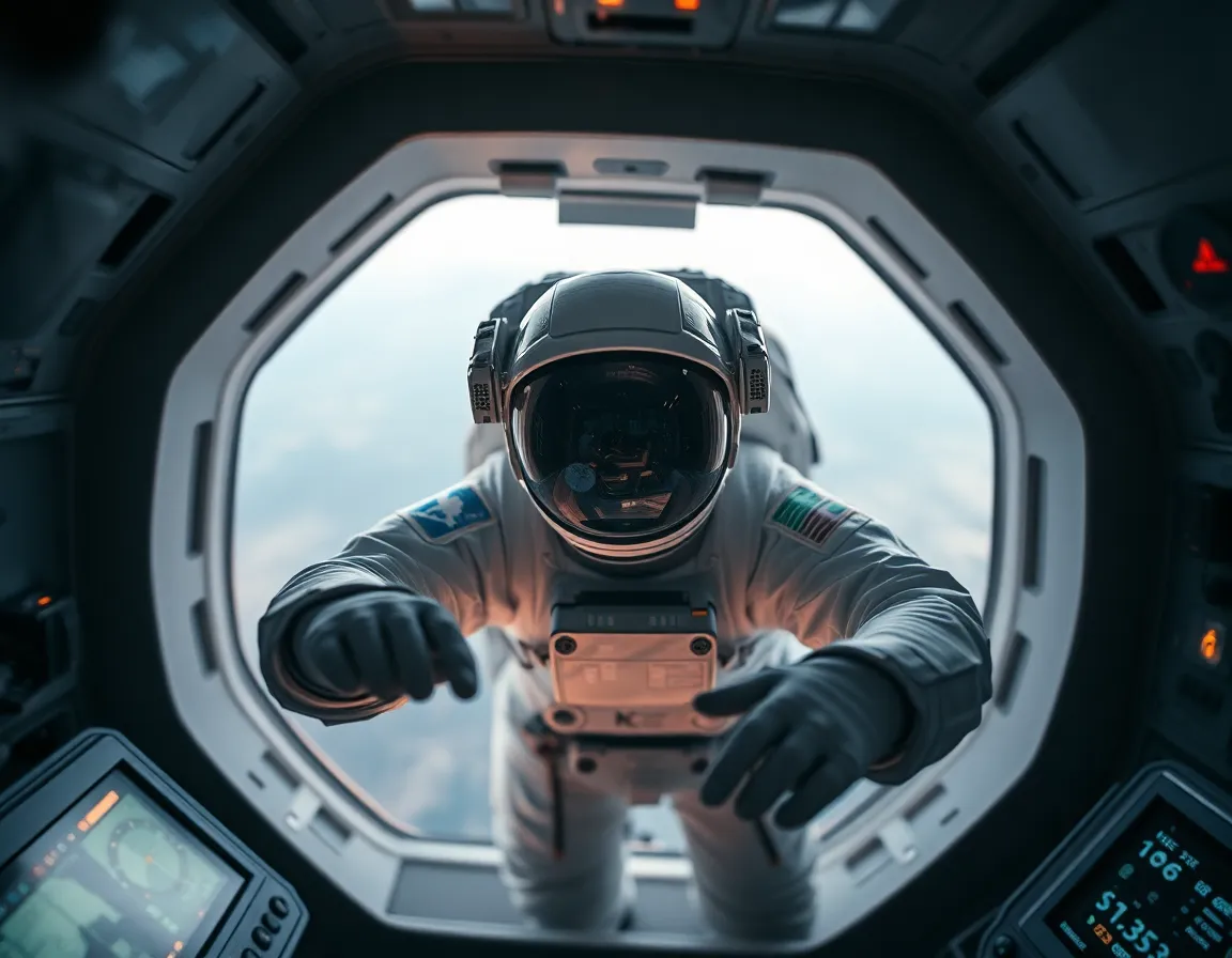 Astronaut Inside Spacecraft Control Room