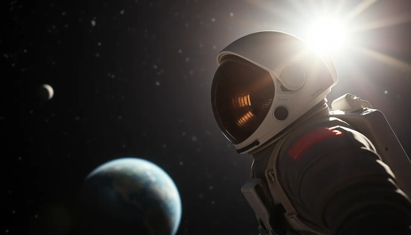 Astronaut Floating in Deep Space