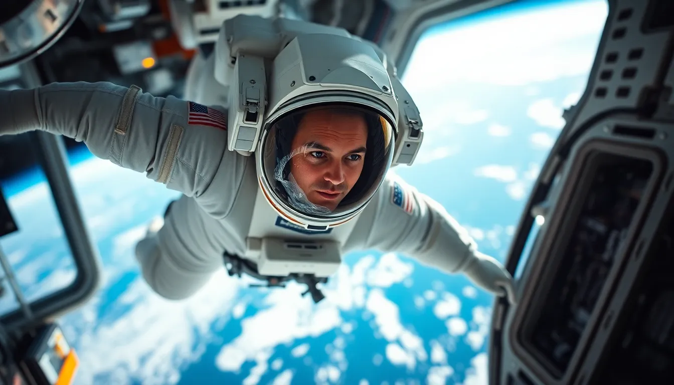 Astronaut in the ISS Floating in Microgravity This captivating image depicts an astronaut floating inside the International Space Station, surrounded by a variety of scientific tools and equipment. The soft, diffused lighting enhances the serene atmosphere of space, while the astronaut's expression reflects deep focus and curiosity. The cool color palette and the texture of the spacesuit create an immersive feeling, inviting the viewer into the unique environment of the ISS.