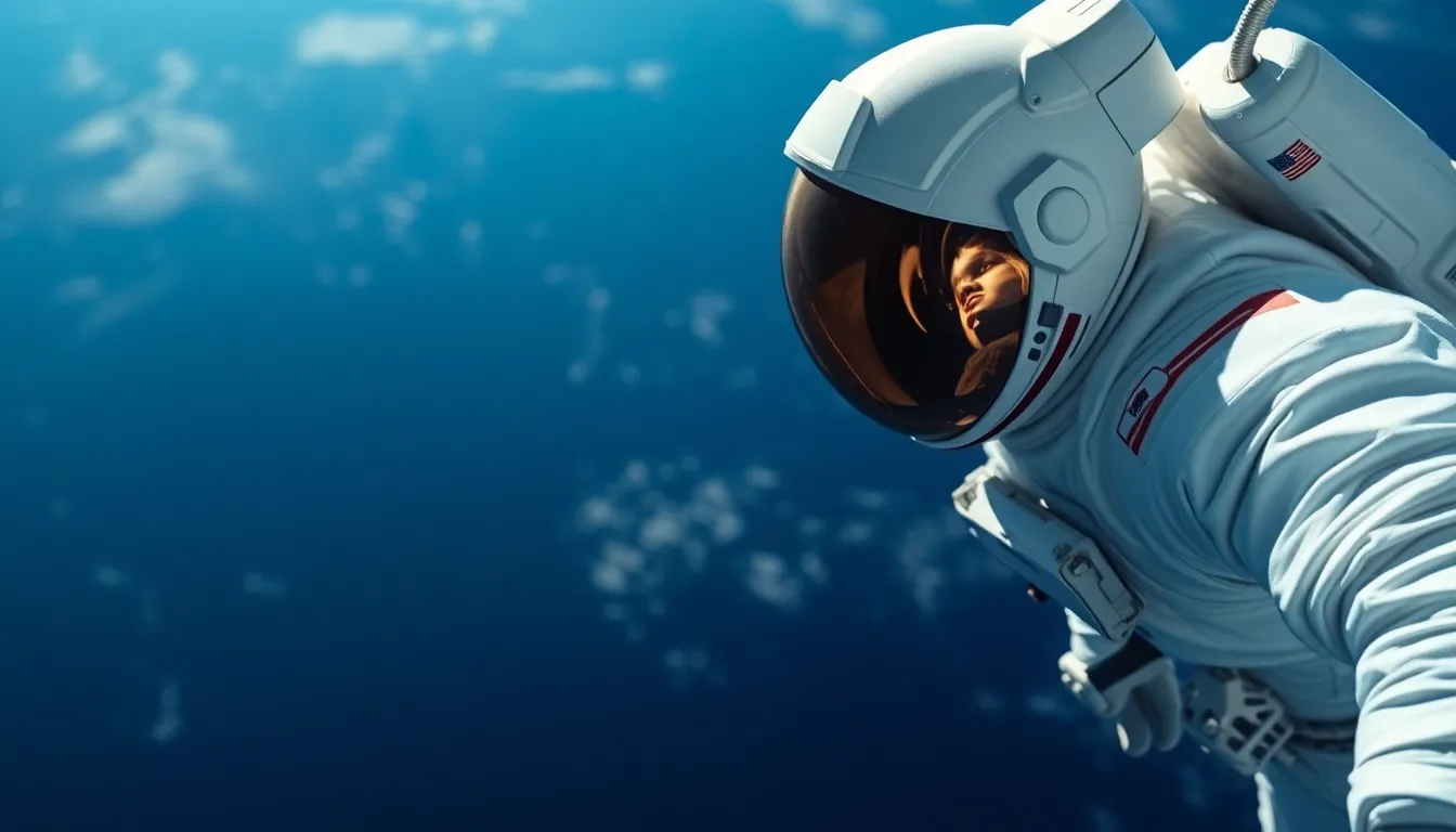 Astronaut Floating Above Earth in Space