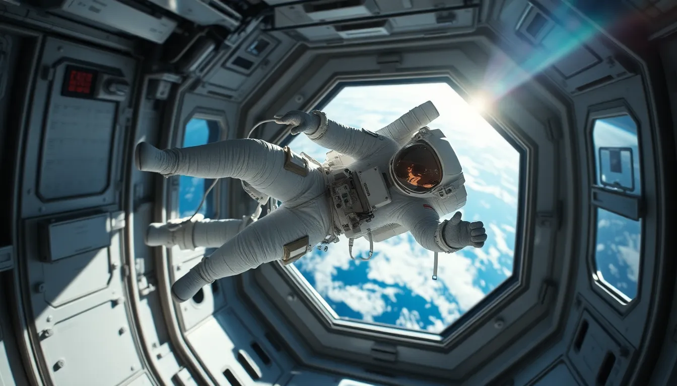 Astronaut Inside the International Space Station