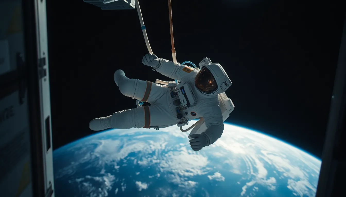 Astronaut Floating Above Earth