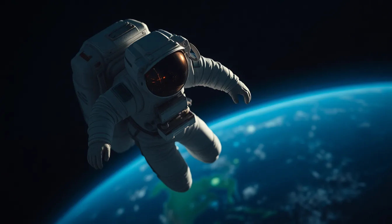 Astronaut Floating in Space with Earth Background