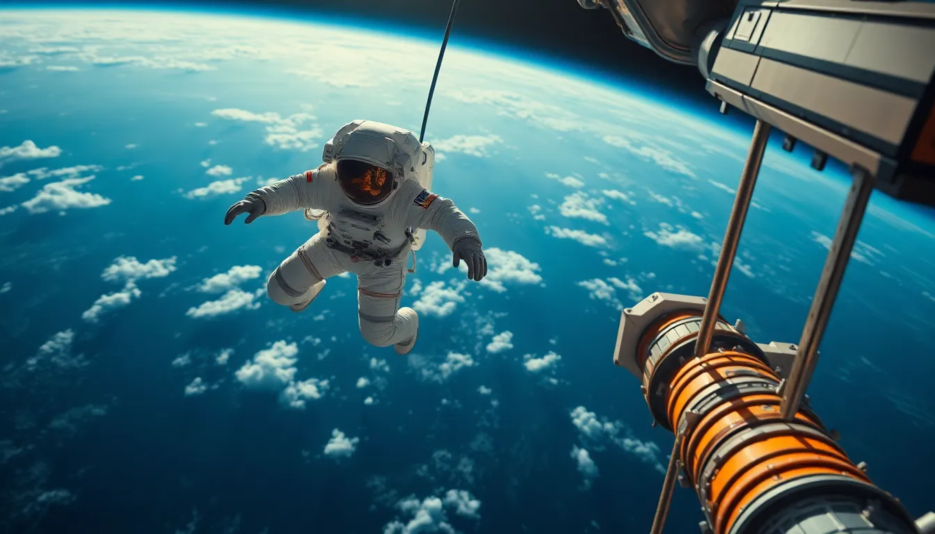 Astronaut Floating Above Earth