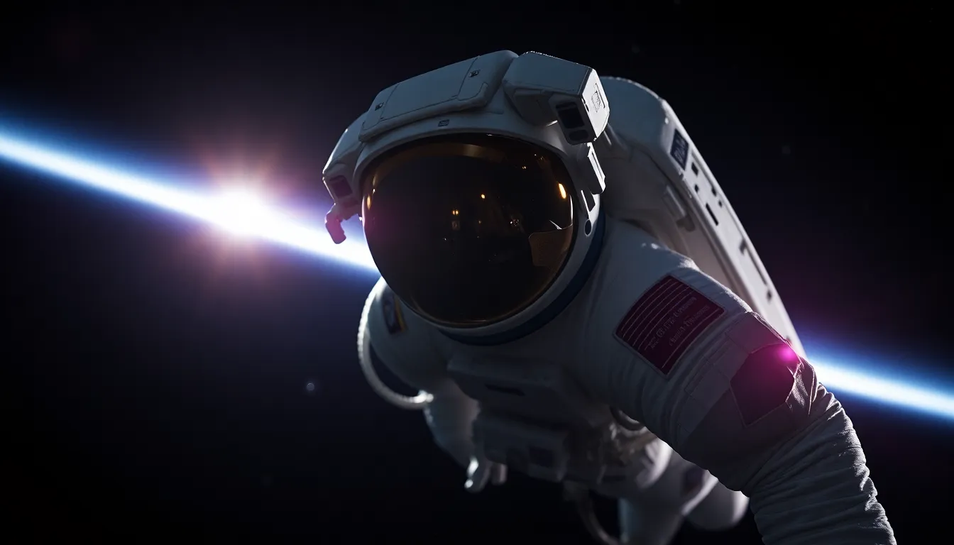 Astronaut Floating in Space with Starry Background