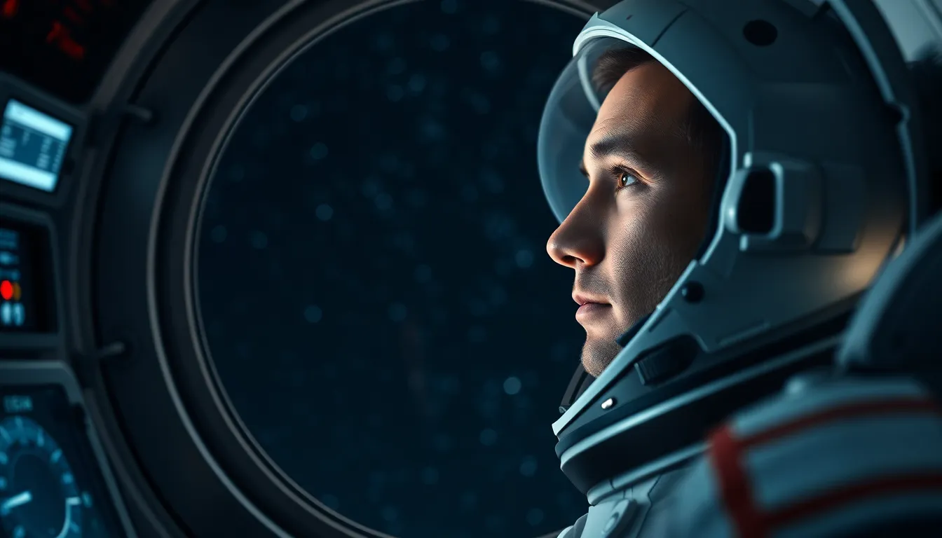 Astronaut Gazing at Stars from Spaceship