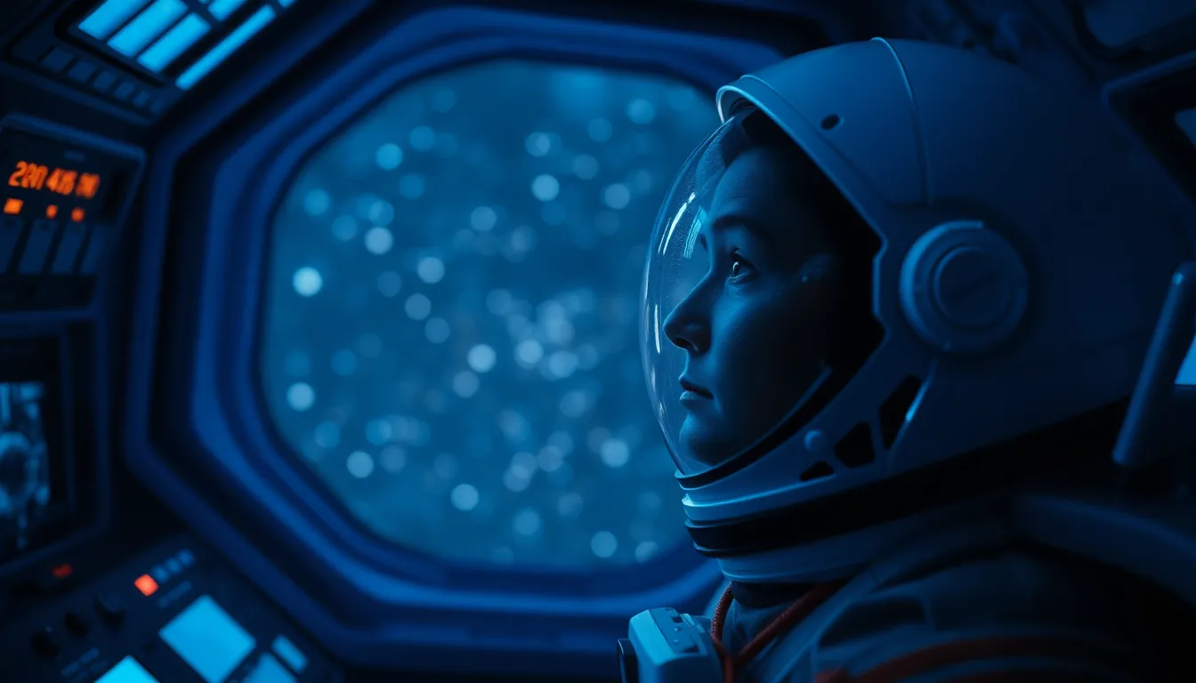 Astronaut Gazing at Distant Stars