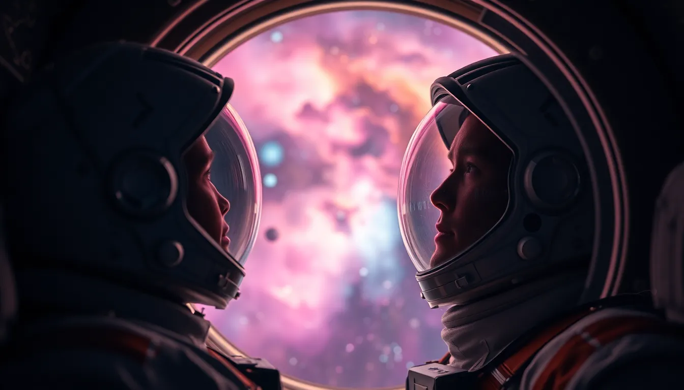 Astronaut Gazing At Nebula From Spacecraft