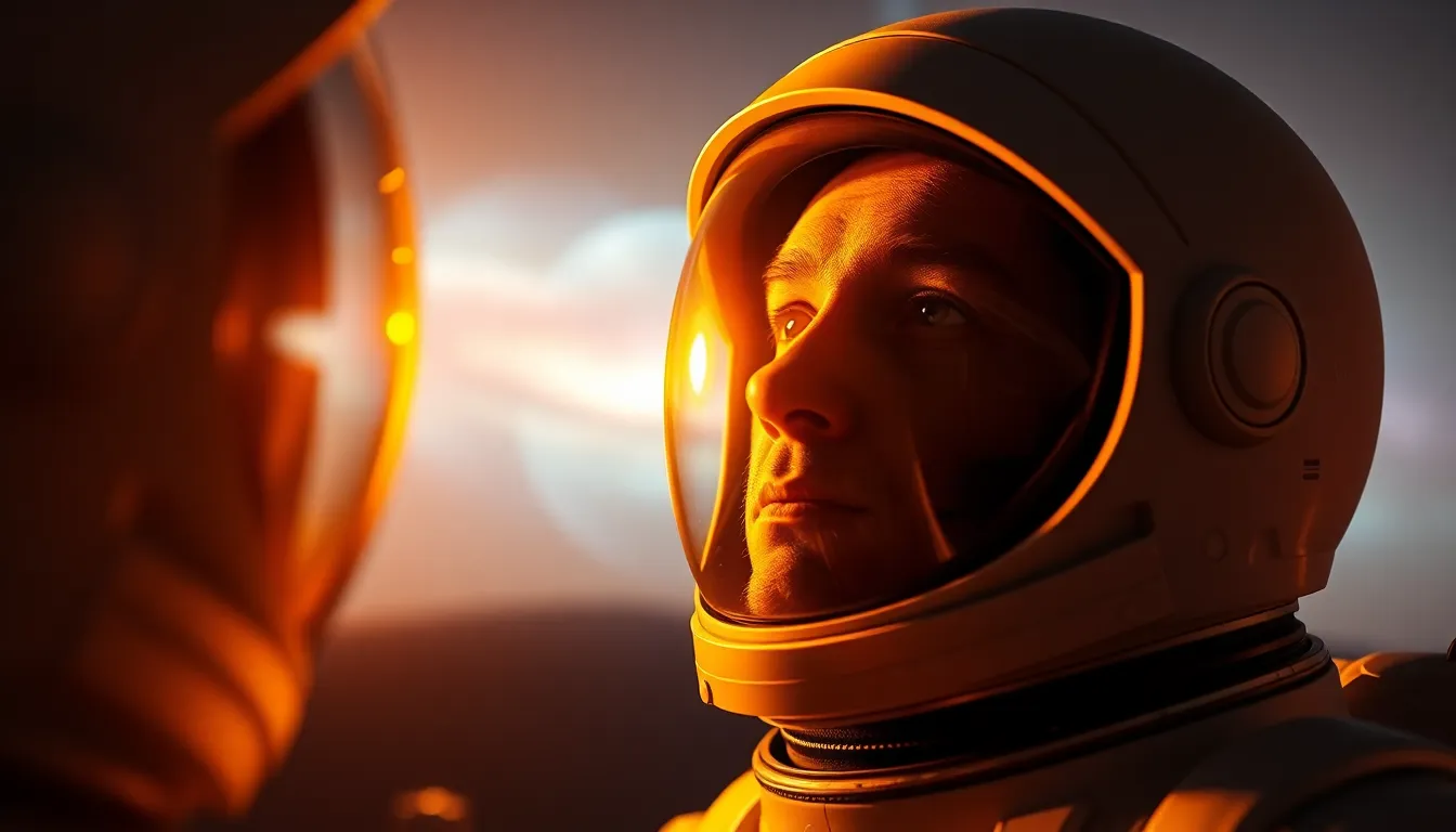 Astronaut Admiring Distant Galaxy