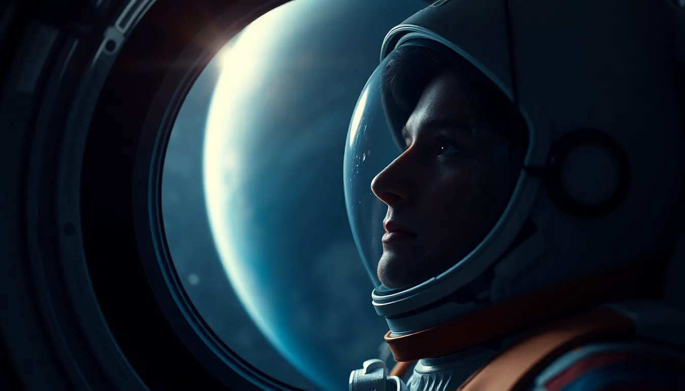 Astronaut Observing Distant Planets This mesmerizing image depicts an astronaut gazing out at distant planets from the comfort of their spacecraft, illuminated by the soft glow of starlight. Captured with a Hasselblad X2D, the focus on the astronaut's face reveals a pensive expression, while vibrant planetary colors tease the imagination beyond the glass. The tranquil deep space blues create an atmosphere of contemplation, inviting viewers to share in the awe of exploration. The textures and reflections in the window add a layer of depth, enhancing the overall realism.