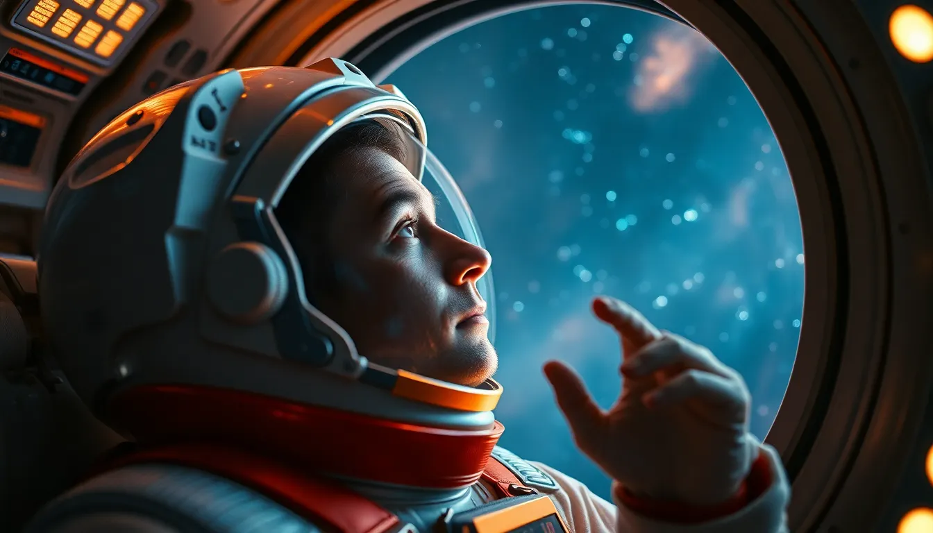 Astronaut Stargazing from Spacecraft Observatory
