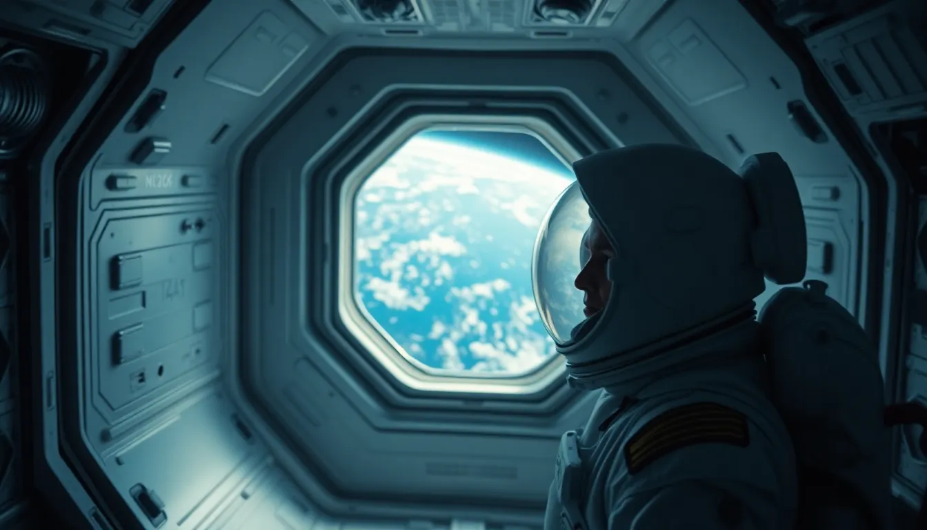 Astronaut Contemplating Earth from Space Station