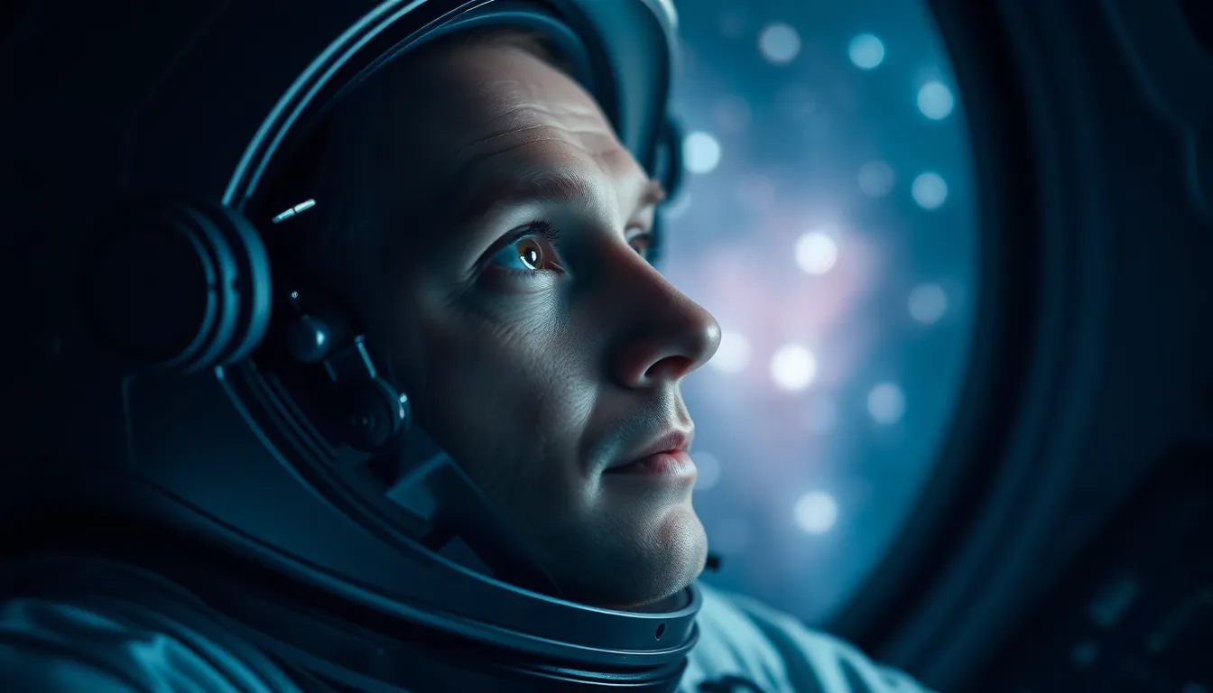 Astronaut Gazing at Stars from Spacecraft