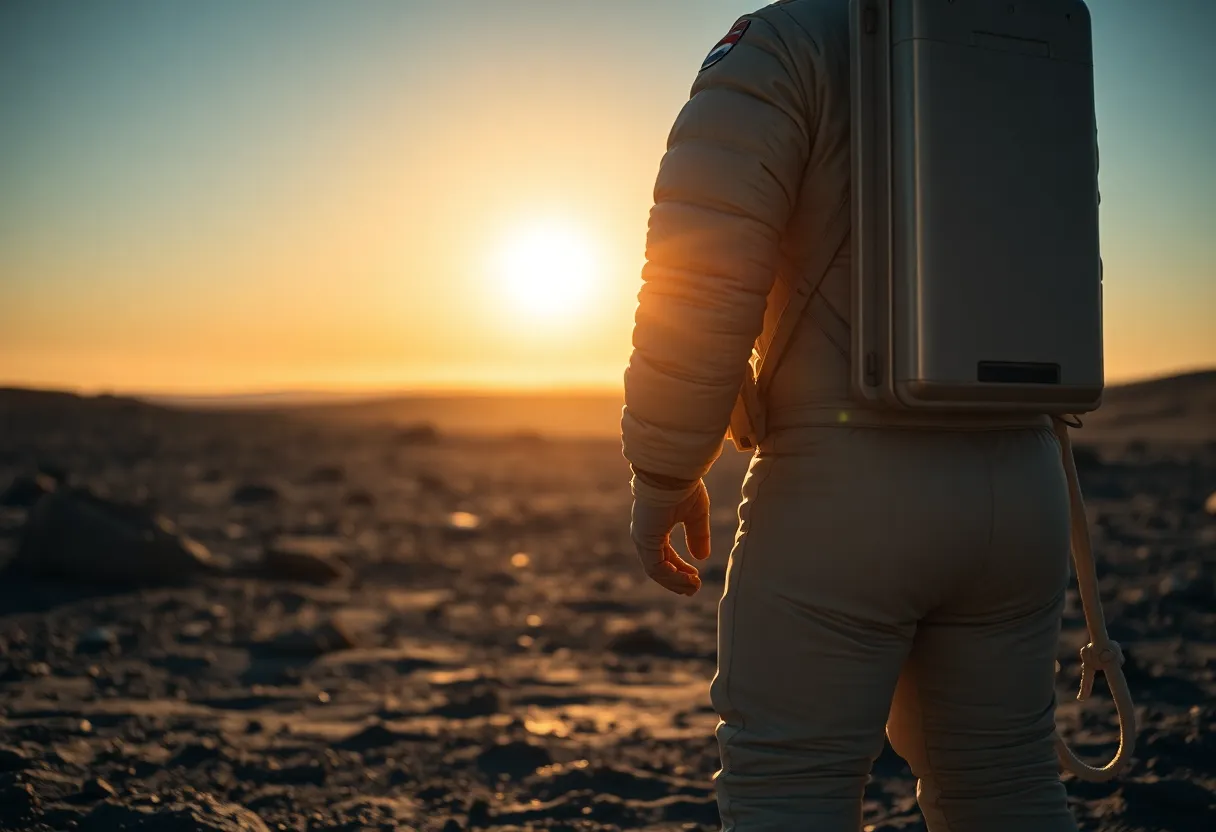 Astronaut Observing Earth from Moon