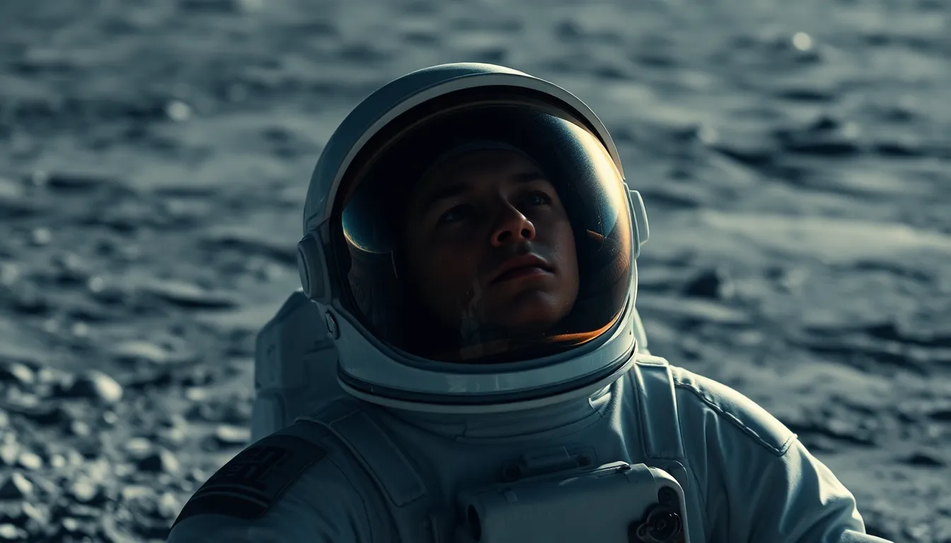 Astronaut Gazing at Stars from Lunar Surface