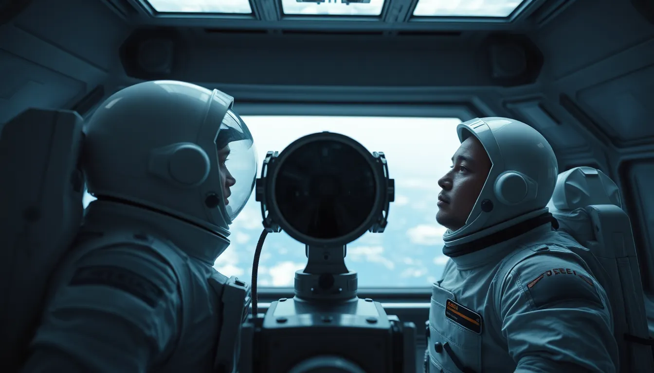 Astronaut Observing Stars Through Telescope