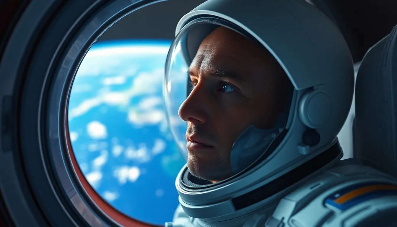 Astronaut Gazing at Earth from Spacecraft