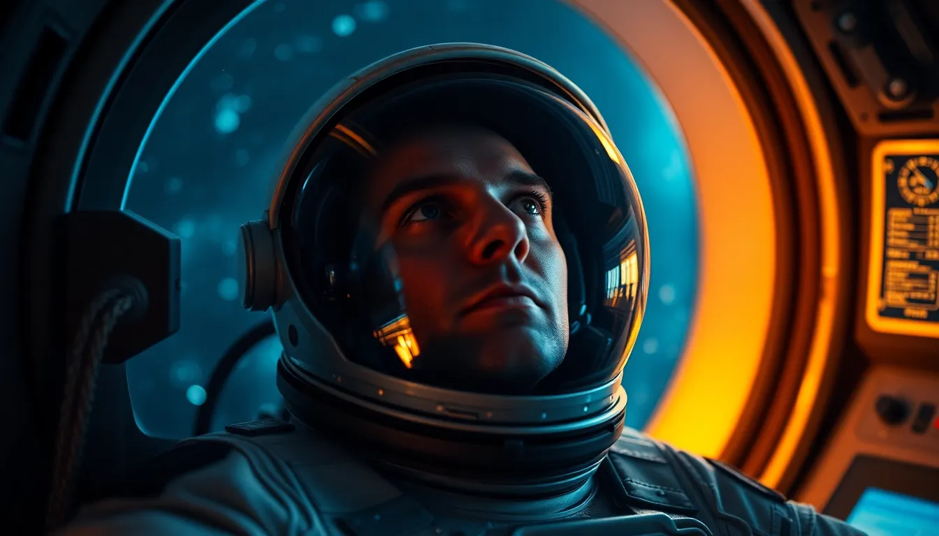 Astronaut Contemplating the Cosmos from Space Station