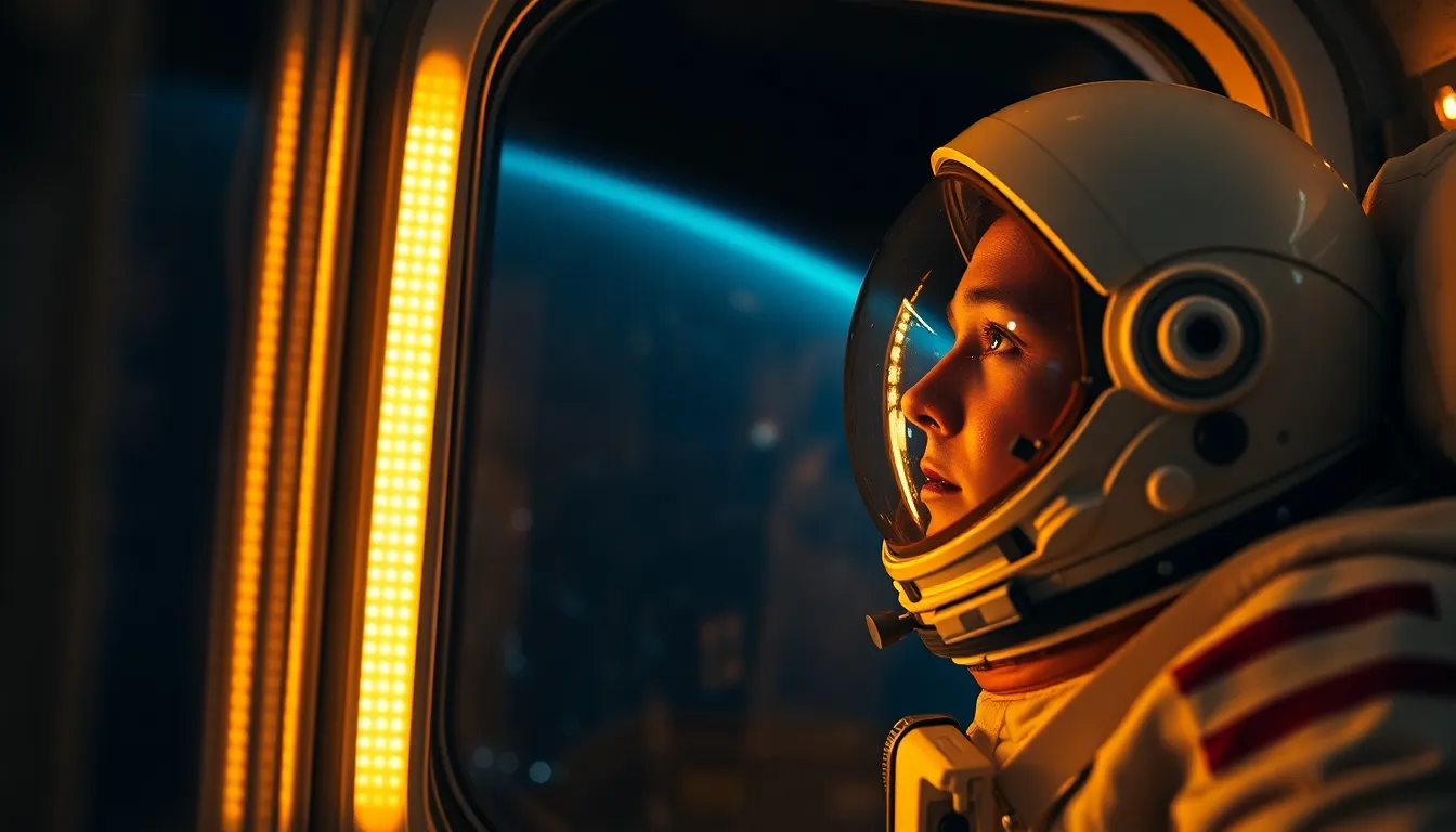 Astronaut Gazing Out the ISS Window