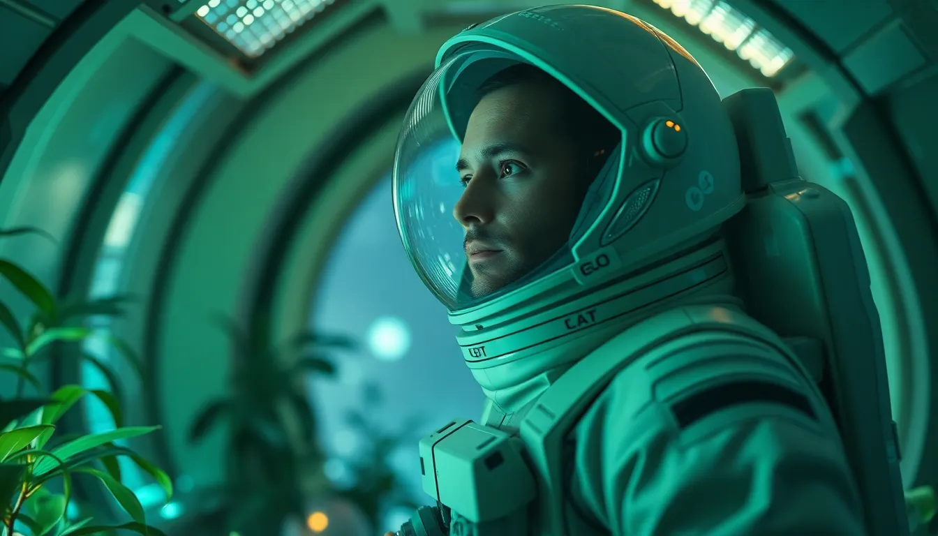Astronaut in Futuristic Habitat on Distant Planet