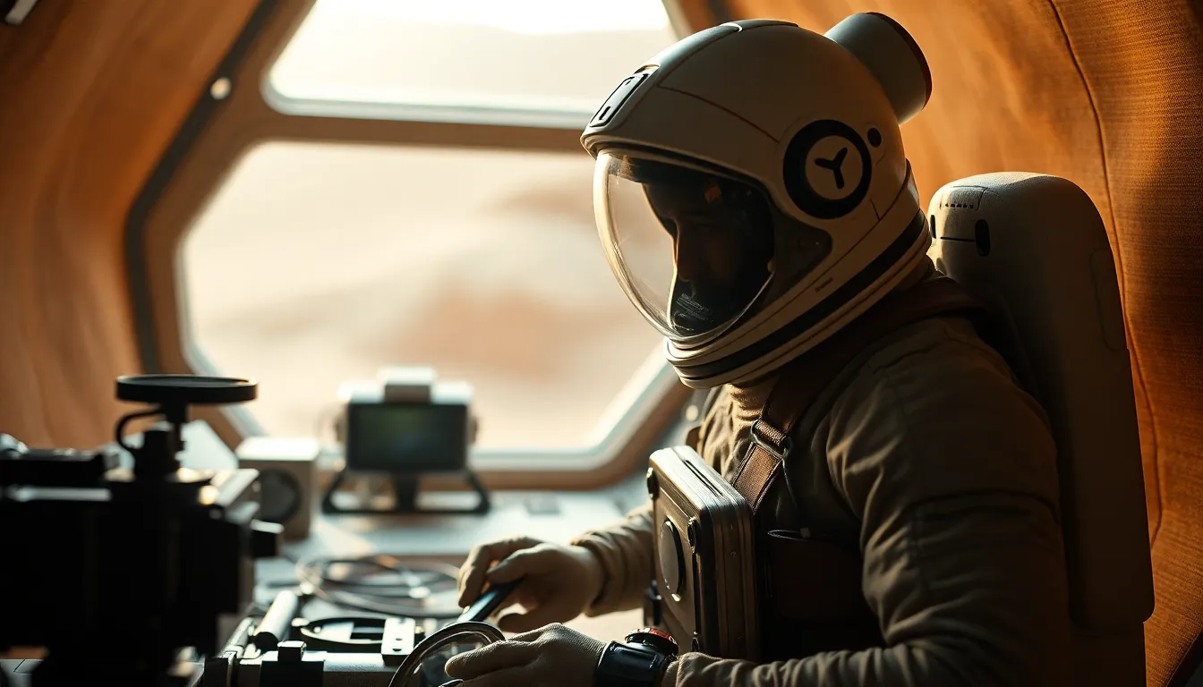 Astronaut at Work in Martian Habitat