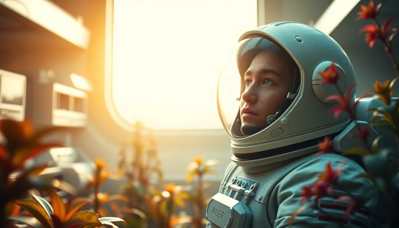 Astronaut in Futuristic Alien Lab